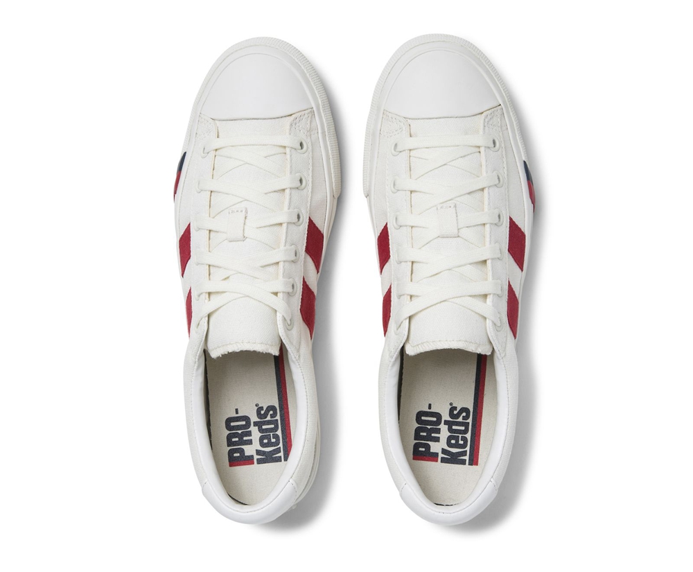 Womens Keds Sneakers - Royal Plus Canvas - White/Red - 2098-EYMSK